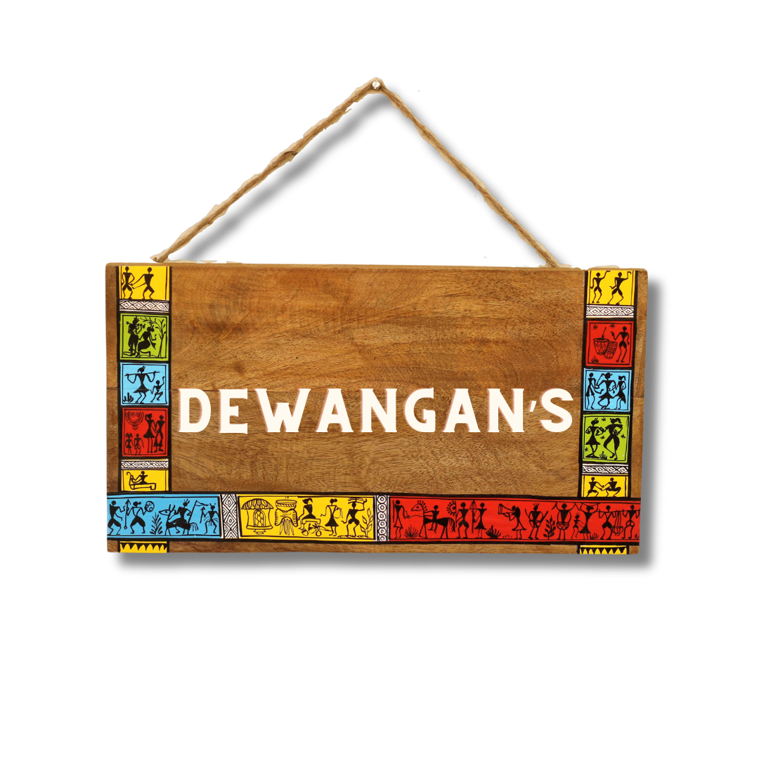 Warli Art Wooden House and Office Door Custom Name plates | NM16 2