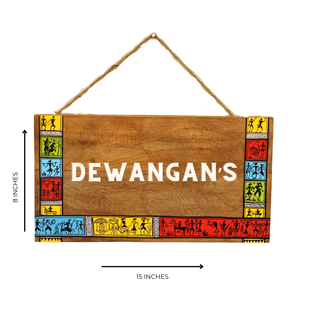 Warli Art Wooden House and Office Door Custom Name plates | NM16 3