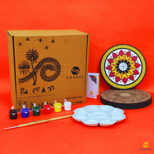 Indian Ethnic Art Mandala Coasters Painting Kit | Coshal
