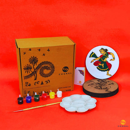 Indian Ethnic Art Pattachitra Coasters Painting Kit | Coshal DIY04