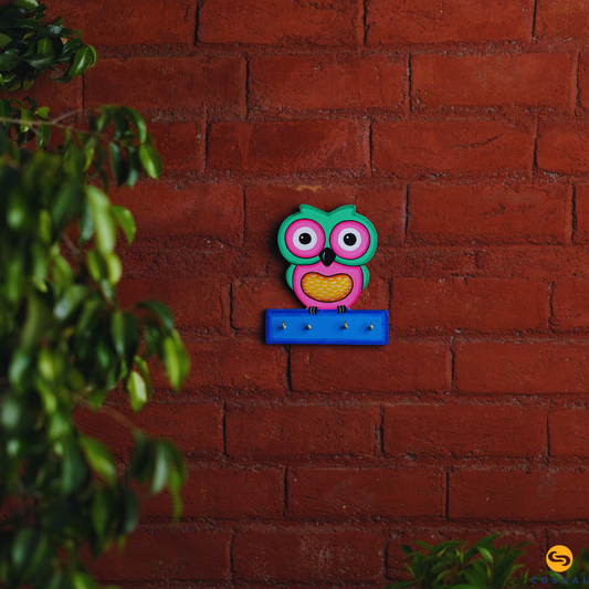 Wooden Owl keyholder | Handpainted Pattachitra Art | Best for Wall Decor | Coshal | OD49 1
