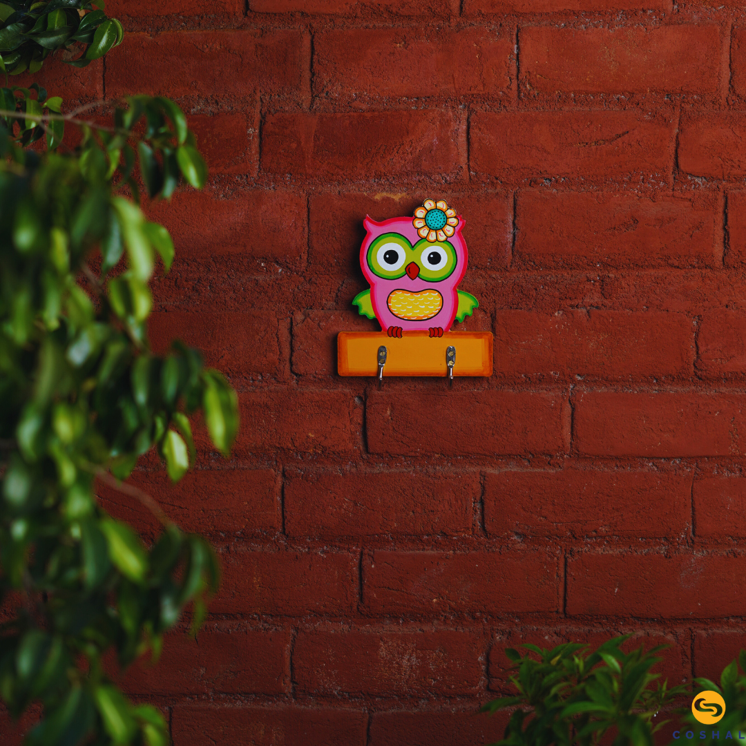 Wooden Owl keyholder | Pattachitra Art | Best for Wall Decor | Coshal | OD48 1