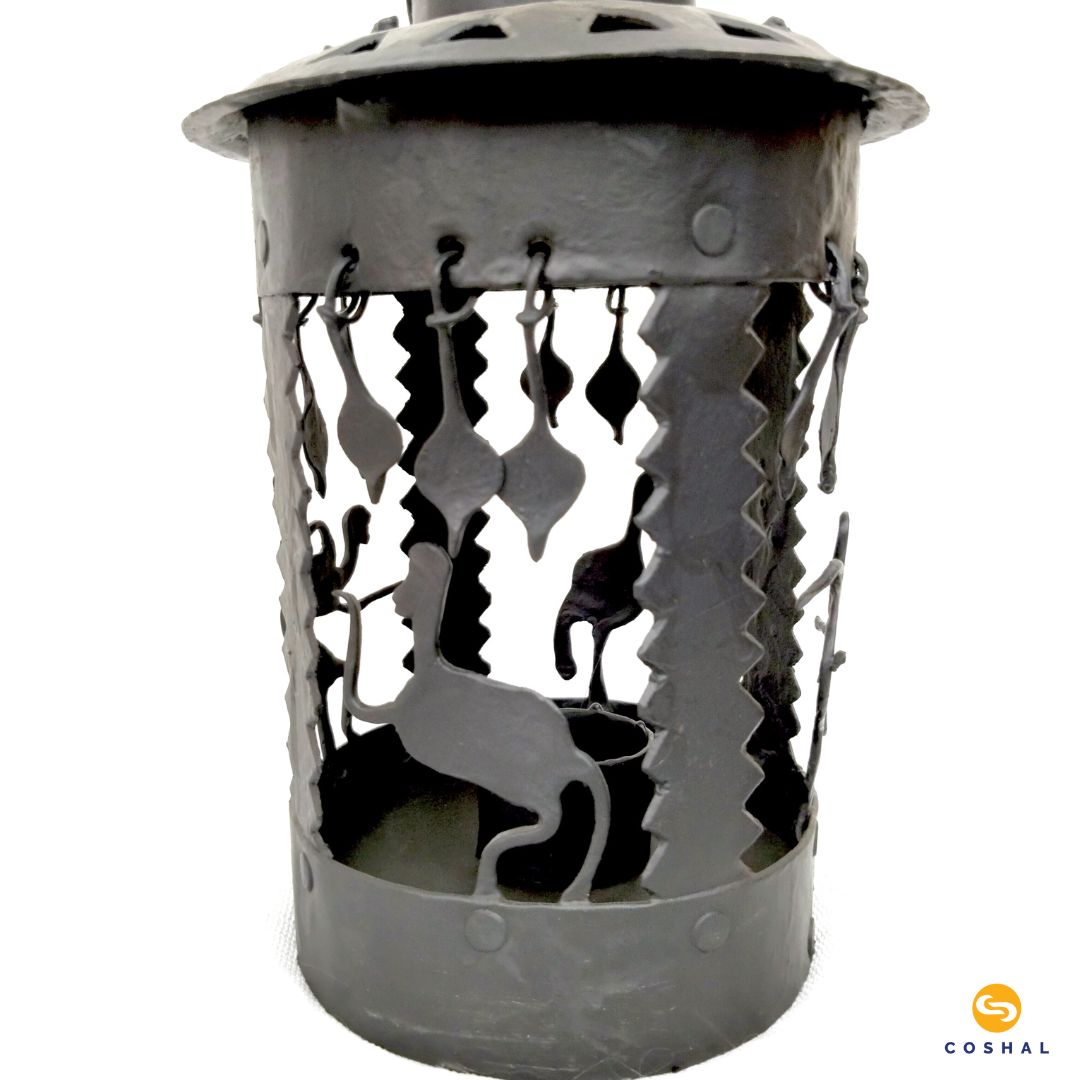 Wrought Iron Circular Lantern | Tribal Tealight Candle Holder | Coshal | CI33 6