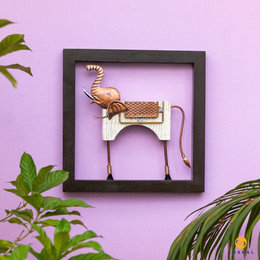 Wrought Iron Elephant Wall Frame | Wall Art for Home and Office Wall Decor | Coshal | WD09 1