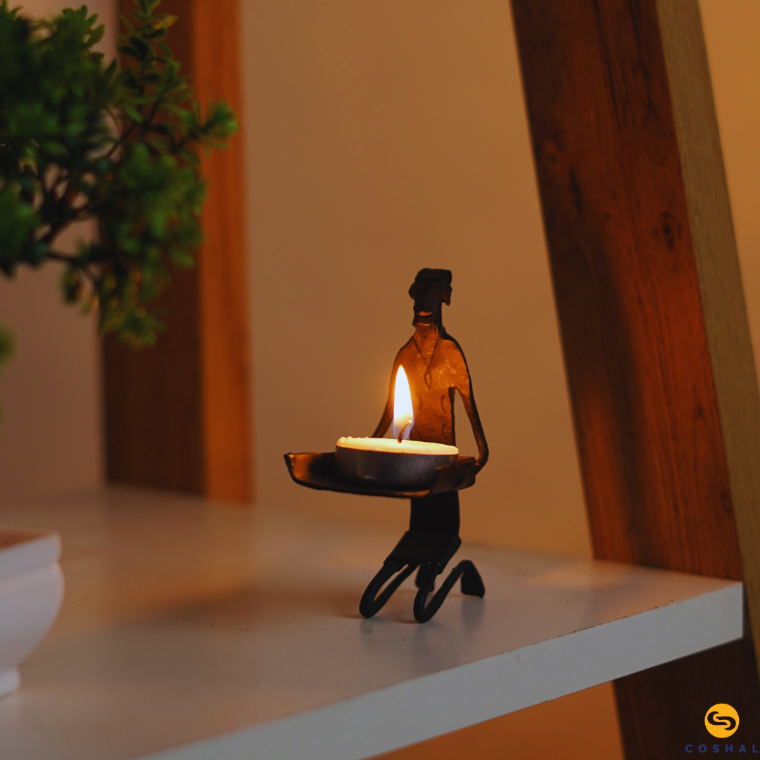 Wrought Iron Supa Candle stand | Tribal Tealight Candle Holder | Pitva Art | Coshal | CI35 2
