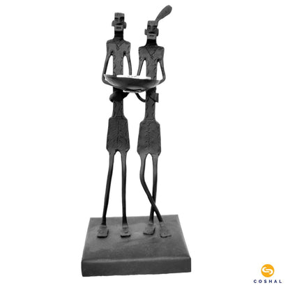 Wrought Iron Tribal Couple Candle Stand | Tribal Tealight Candle Holder | Coshal | CI36 3