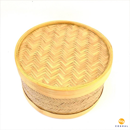 Coshal Art | Bamboo Natural Hand Made | Round Box Set | Beige | Pack of 3 Boxes | C02HD04004
