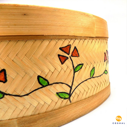 Coshal Art | Bamboo Natural Hand Made | Triangular Box Set Art | Beige and Art | Pack of 3 Boxes | C02HD04011