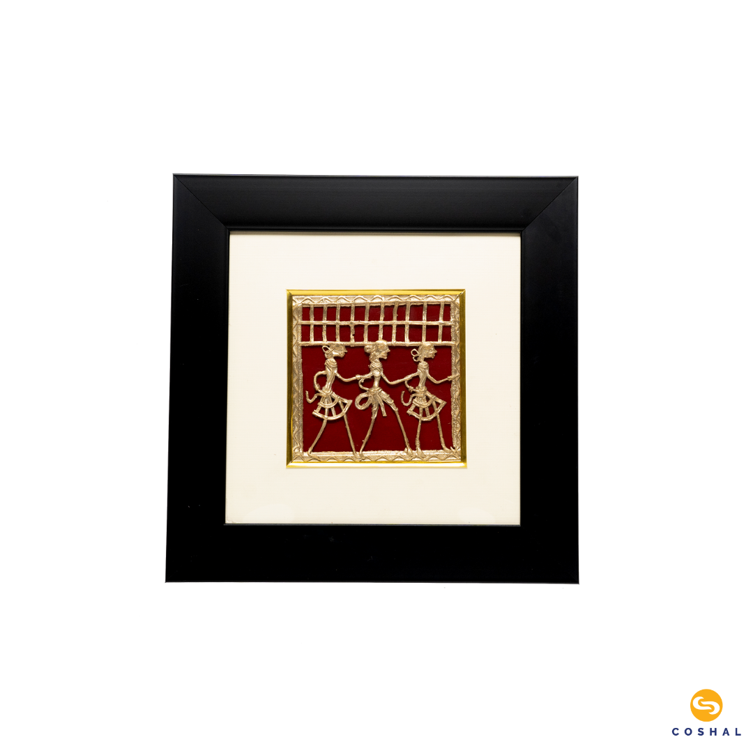 Bell Metal Wall Frame | Dhokra Brass Art | Best for Home and Wall Decor | Brass Decor 10x10 inches | Coshal | CD40 2