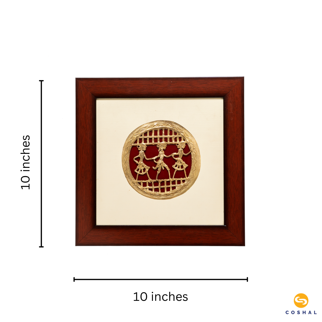 Brass Dhokra Art Wall Frame | Best for wall decor | Brass Decor 10x10 inches | Coshal | CD39 3