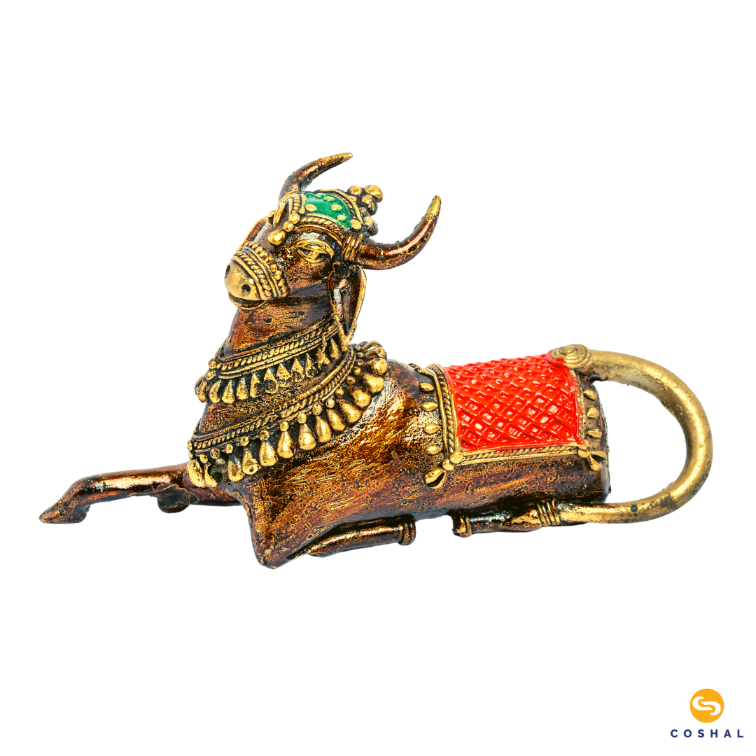 Brass Nandi Bulll Idol Statue | Dhokra auspicious Art | Bastar Dhokra Art | Vastu Room Decor | Coshal | CD26 4