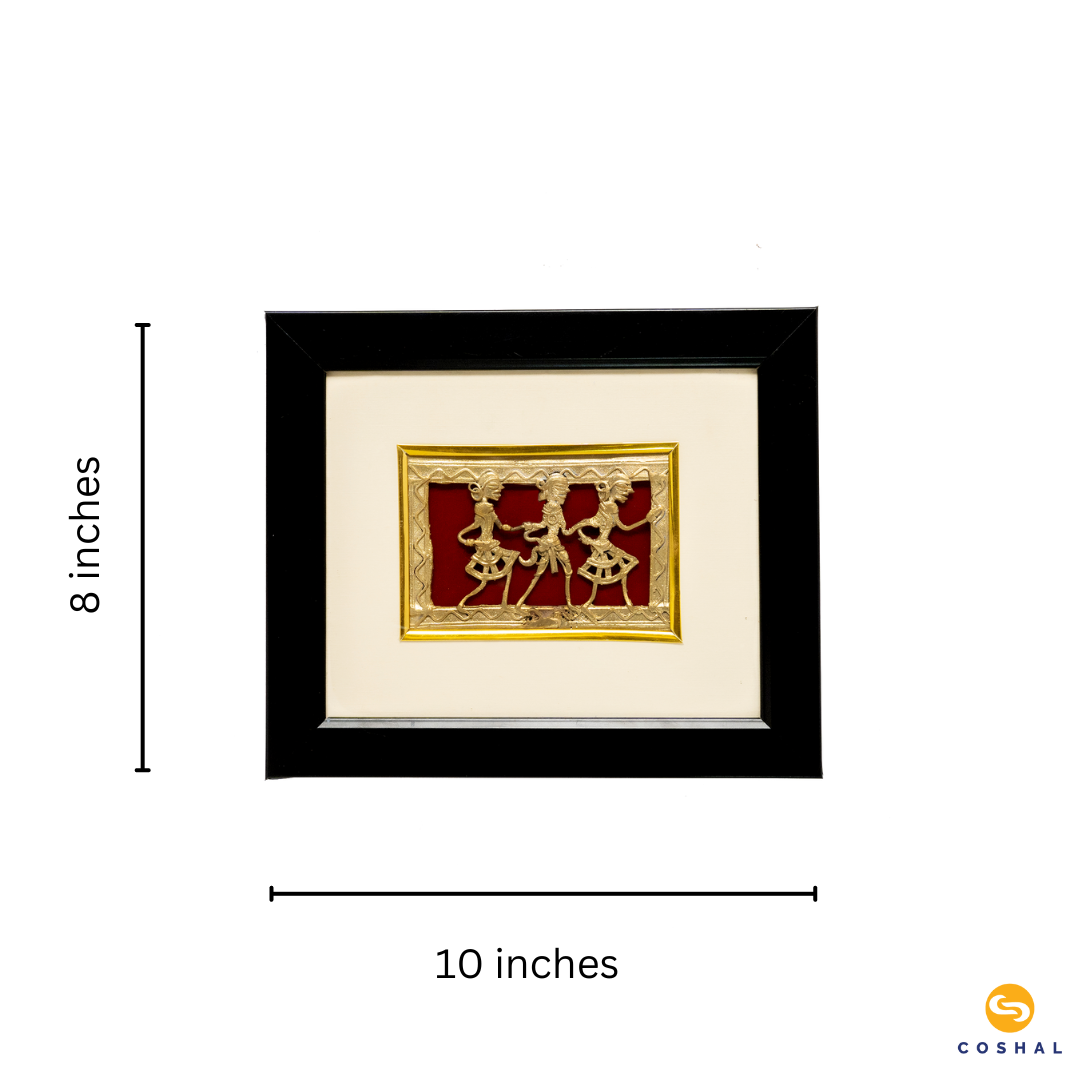 Dhokra Art Wall Frame | Dhokra Brass Art | Wall Decor Items | Brass Decor 10x8 inches | Coshal | CD38 3