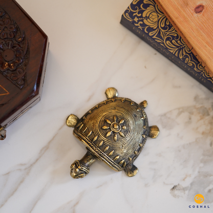 Handcrafted Brass Tortoise | Dhokra Brass Art | Best For attracting abundance | Coshal | CD10 2