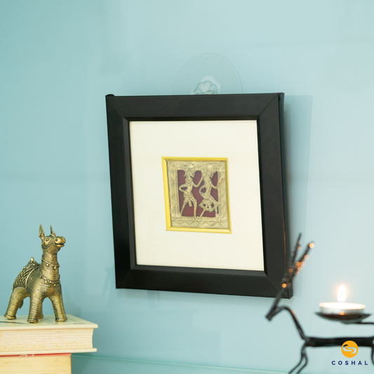 Handmade Brass Wall Frame | Dhokra Brass Art | Best for wall decor | Brass Decor 8X8 inches Coshal | CD32 1
