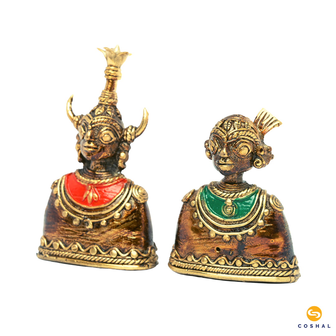 Tribal Couple Madia Madin | Dhokra Brass Decor | Best for Table Tops | Bastar Dhokra Art | Coshal | CD12 5
