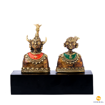 Tribal Couple Madia Madin | Dhokra Brass Decor | Best for Table Tops | Bastar Dhokra Art | Coshal | CD12 7