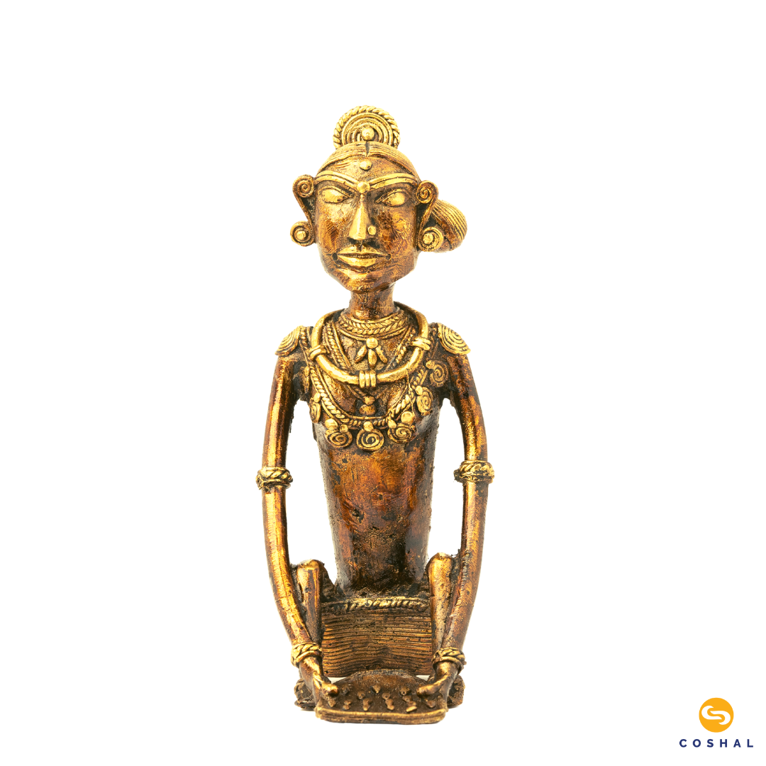 Tribal Women (Madin) | Dhokra Brass Art | Best used as showpiece | Coshal | CD20 3