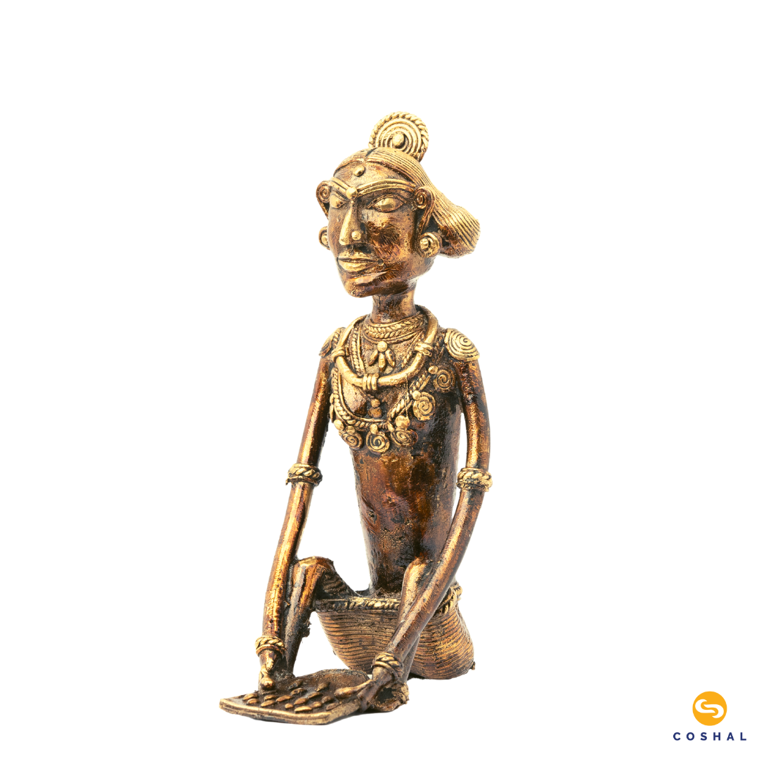 Tribal Women (Madin) | Dhokra Brass Art | Best used as showpiece | Coshal | CD20 4