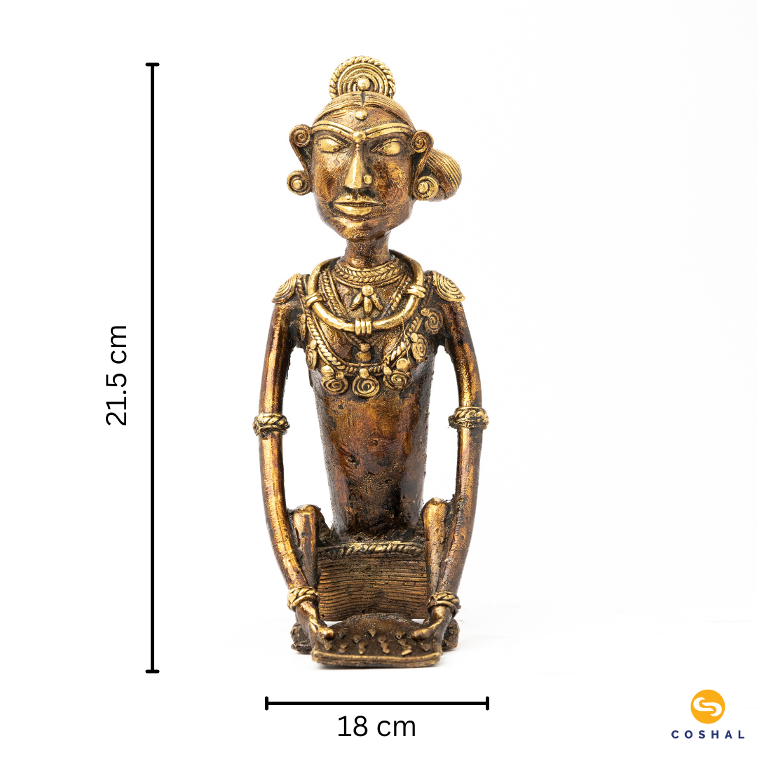 Tribal Women (Madin) | Dhokra Brass Art | Best used as showpiece | Coshal | CD20 7