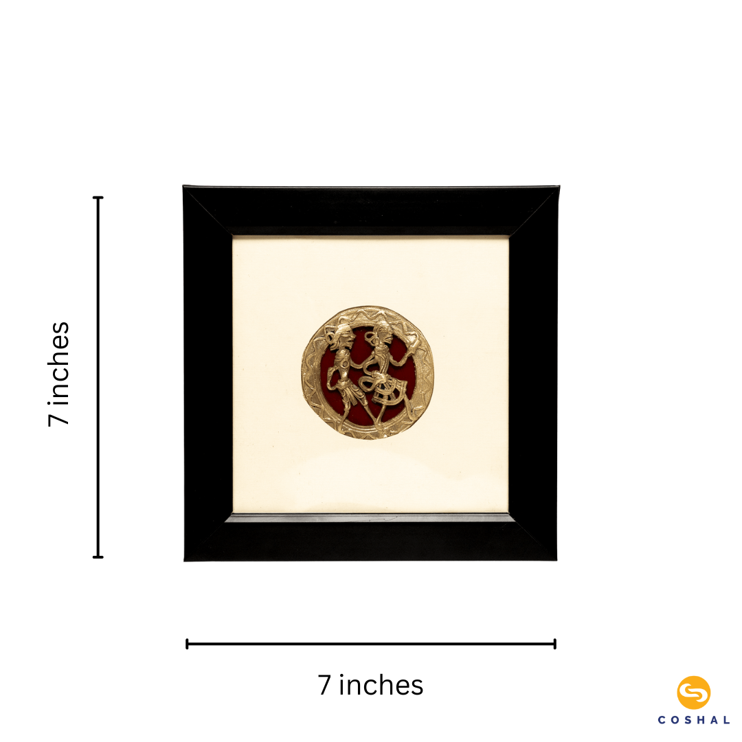 Wall Frame | Dhokra Brass Art | Best for Home Decor and Wall decor | Coshal | CD31, Brass Decor 7x7 inches - Coshal 3