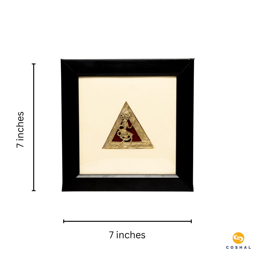 Wall Frame | Dhokra Brass Art | Wall and Home Decor | Brass Decor 7X7 inches  | Coshal | CD33 3
