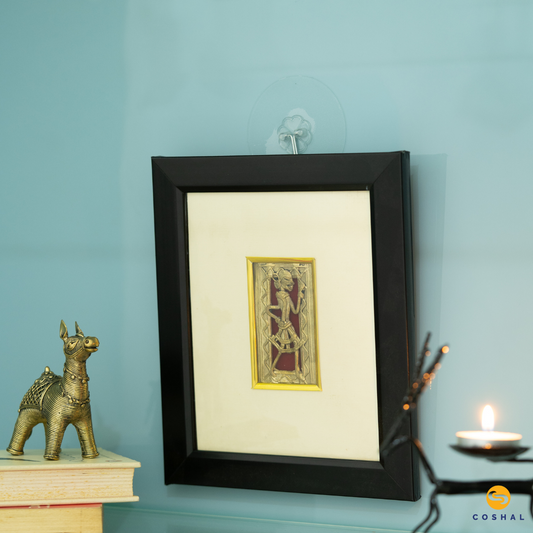 Wall Frame | Dhokra Brass Tribal Art | Wall Hanging Decor | Brass Decor 6x8inches | Coshal | CD35 
