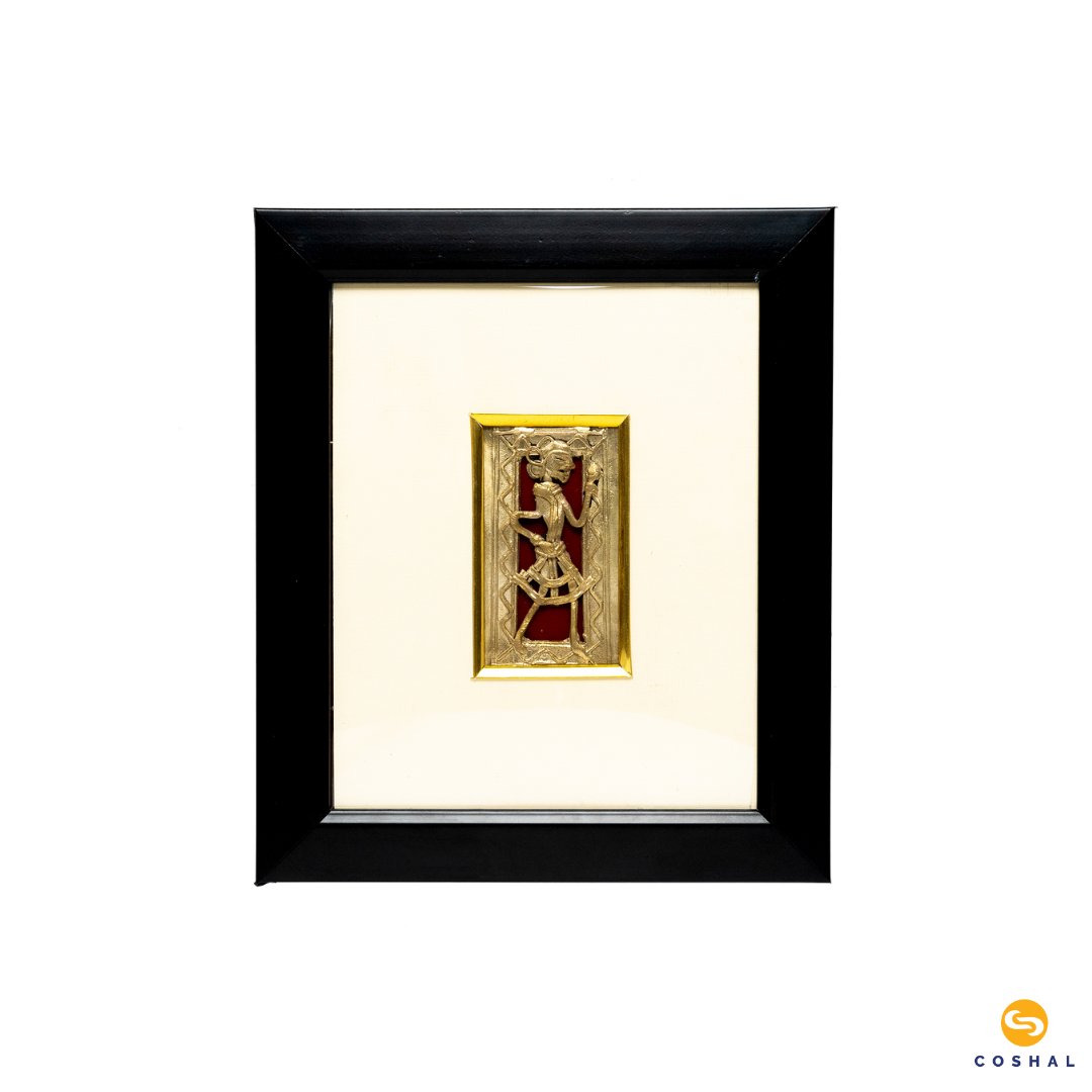 Wall Frame | Dhokra Brass Tribal Art | Wall Hanging Decor | Brass Decor 6x8inches | Coshal | CD35 
